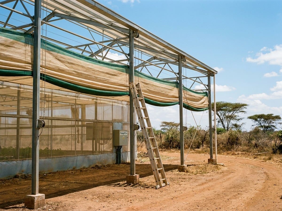 A sanitation footbath at the entrance to a propagation house
