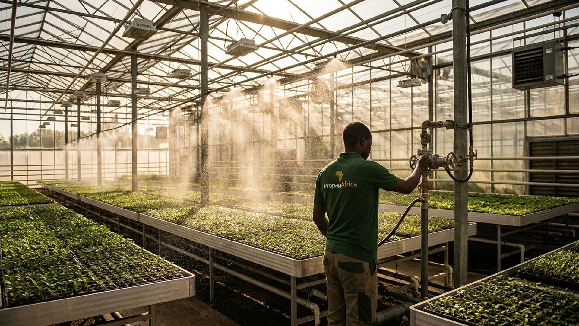 Climate and irrigation system installed in a commercial greenhouse
