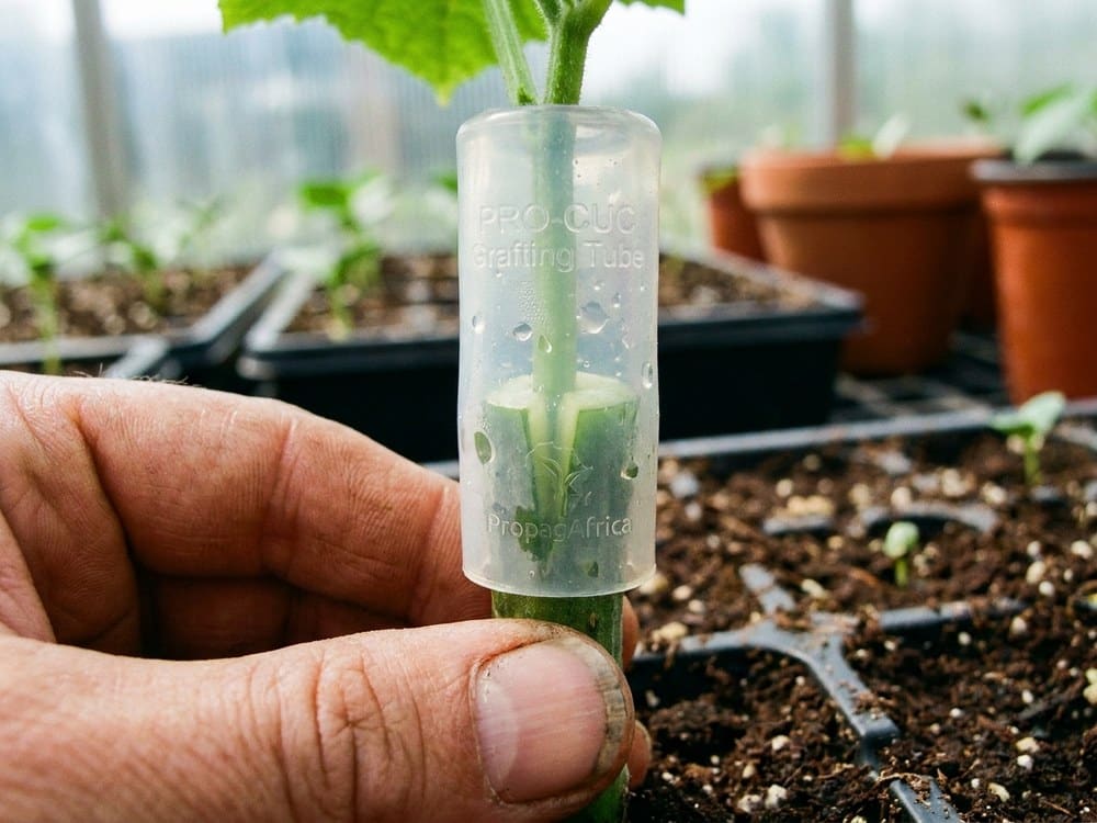 A completed graft union held by a silicone tube