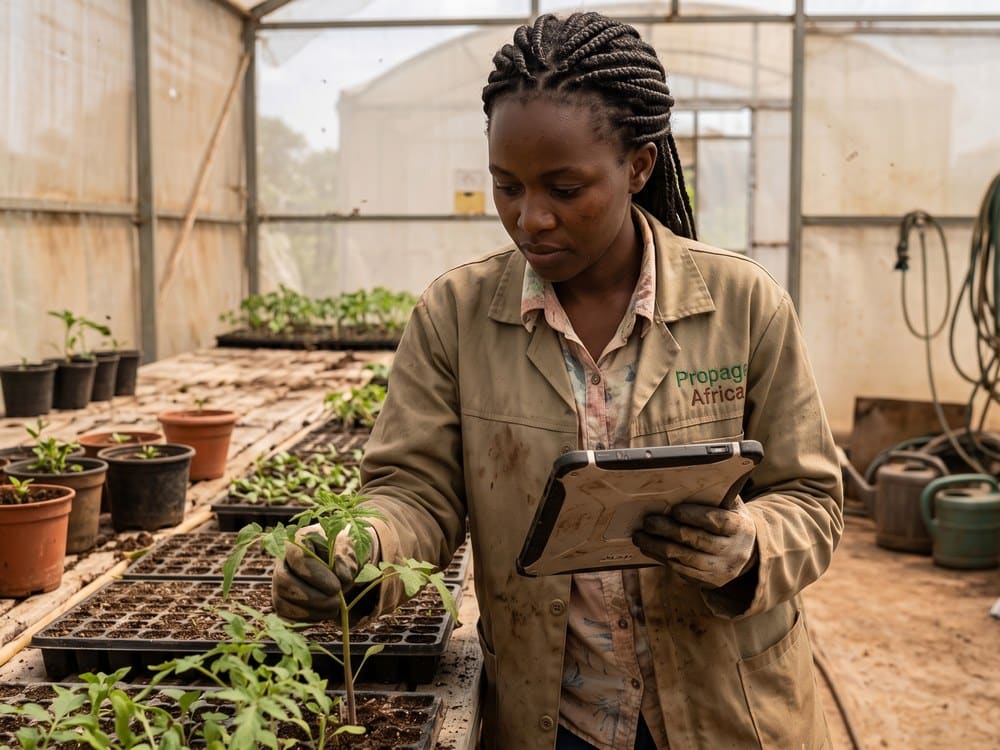 A grower checking the monitoring dashboard on a phone